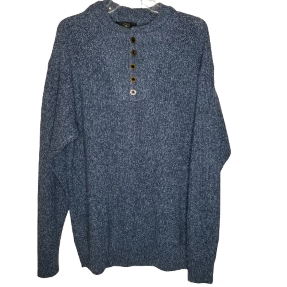 Red Head Blue Henley Pullover Knit Sweater‎ Long Sleeve Sweatshirt Size X…